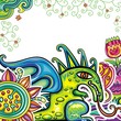 Vector: Dragon and flowers Dragon and flowers