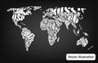 world map drawn by typography