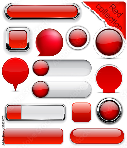 Vektor: Red high-detailed modern buttons. Red high-detailed modern buttons.