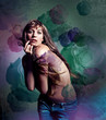 Mädchen mit Tattoo, Kunstdruck, Gemälde/hairbeauty 16