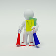 3d human carry many shopping bags