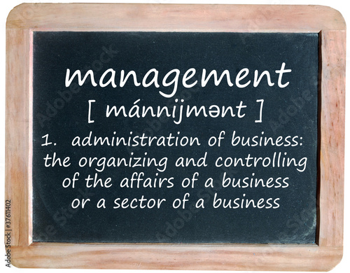 Illustration: MANAGEMENT Definition on Blackboard (team company business) MANAGEMENT Definition on Blackboard (team company business)