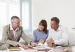 Interior designer showing samples to customers