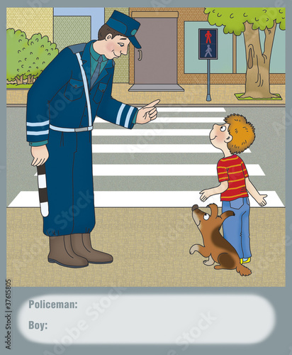 Illustration: Police warned the boy about the danger of Police warned the boy about the danger of