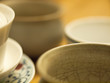 closeup of teacups