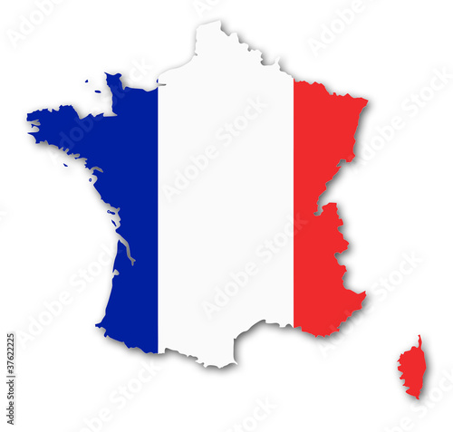 Illustration: frankreich karte fahne schatten france map frankreich karte fahne schatten france map
