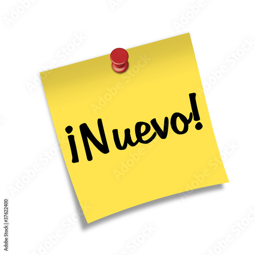 Illustration: Post-it con chincheta texto ¡Nuevo! Post-it con chincheta texto ¡Nuevo!