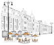 Series of street cafe in sketches Series of street cafe in sketches