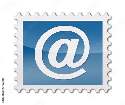 Illustration: Briefmarke mit at symbol Briefmarke mit at symbol