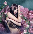 beautiful girl with roses/art/painting/hairbeauty 10