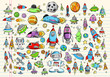 Color Doodle Space Set Vector Illustration Set