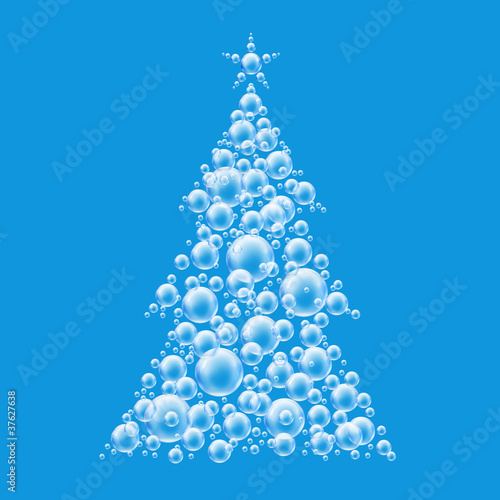 Illustration: blue christmas tree bubbles blue christmas tree bubbles