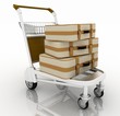 Suitcases on the light cart of porter