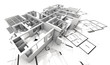 appartment mockup on top of architect's blueprints