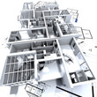 appartment mockup on top of architect's blueprints