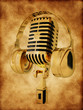 Vintage microphone on the background