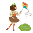 cute teens who are playing with a kite