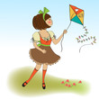 cute teens who are playing with a kite