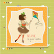 cute teens who are playing with a kite