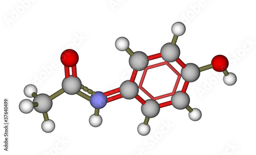 Illustration: Molecule of paracetamol (acetaminophen) Molecule of paracetamol (acetaminophen)