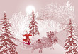 young girl in sleigh in winter forest
