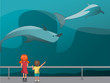 Vektor: Children in the Oceanarium Children in the Oceanarium