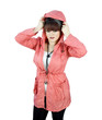 teenage girl in raincoat