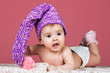 beautiful baby in knitted cap