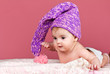 beautiful baby in knitted cap