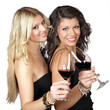 girls and wine - clink glasses