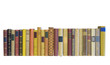 books in a row, isolated, blank labels, free copy space