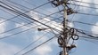 Messy electric cables in thailand
