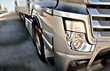 Fragment of Modern European semitruck motion blur
