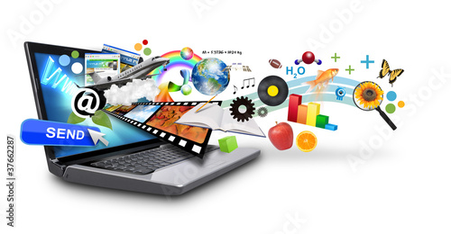 Photo: Multi Media Internet Laptop with Objects Multi Media Internet Laptop with Objects