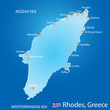 Island of Rhodes in Greece map