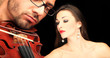 Beautiful lady with handsome man with violin Beautiful lady with handsome man with violin