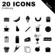20 Icons Ernährung schwarz