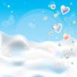 Romantic background with transparent glitter hearts. Romantic background with transparent glitter hearts.