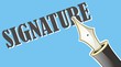 signature fountain pen in blue background signature fountain pen in blue background