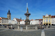 Fountain Samson on the central square of Ceske Budejovice