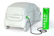 Illustration: Battery Petrol Station - Green Power fuels an E-Car Battery Petrol Station - Green Power fuels an E-Car