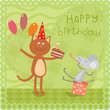 kitty and mouse at the birthday party