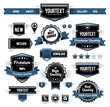 Vector set of retro labels, buttons and icons.