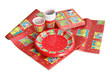 red napkin and disposable dishes red napkin and disposable dishes