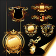 set of ornamental golden heraldic elements set of ornamental golden heraldic elements