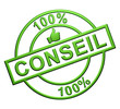 Illustration: "100% Conseil" Cachet (vert) "100% Conseil" Cachet (vert)
