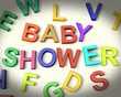 Baby Shower Written In Multicolored Kids Letters
