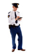 Dutch police officer filling out parking ticket
