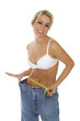 Blonde Frau und Hose in XL