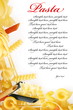 Close up shoot of different types of  raw pasta.